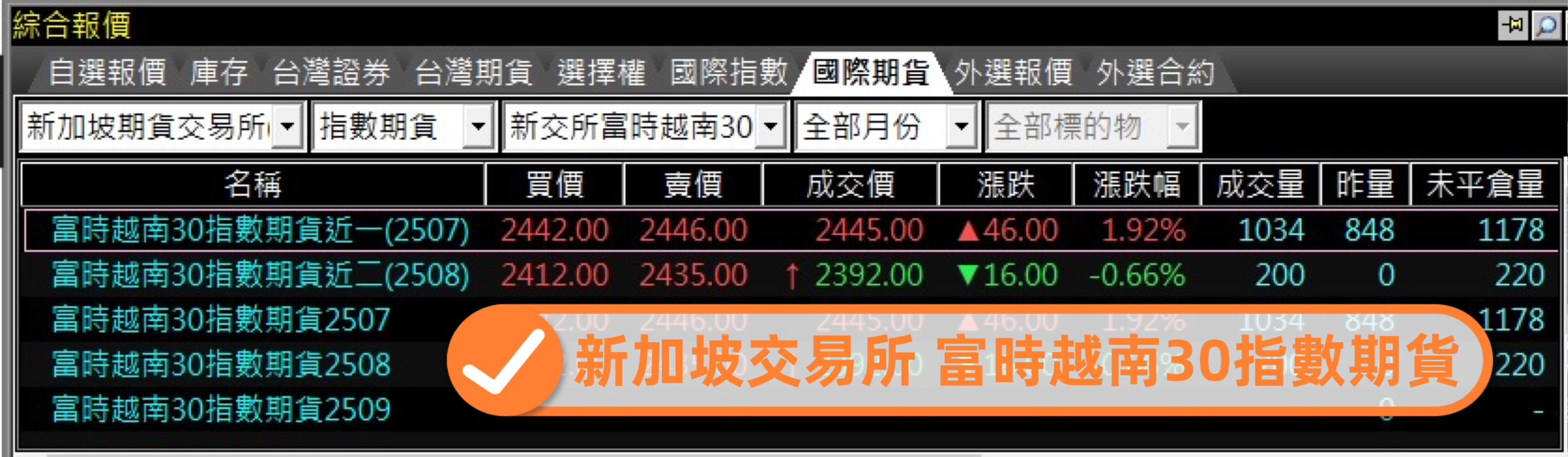 2025年富時越南30指數期貨手續費、保證金、損益教學、結算日總整理大公開 3 富時越南30指數期貨行情報價