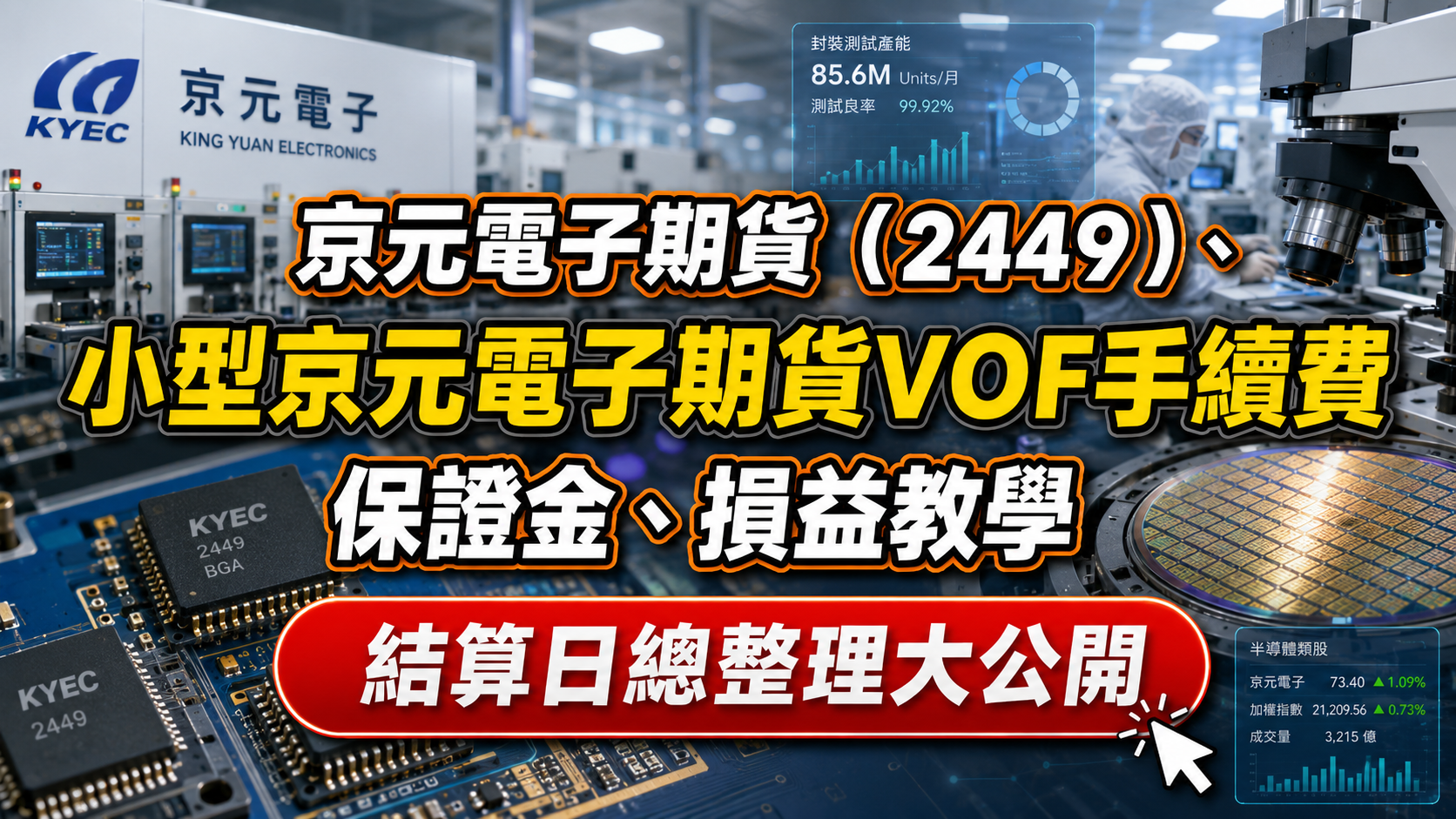 Read more about the article 京元電子期貨（2449）、小型京元電子期貨VOF手續費、保證金、損益教學、結算日總整理大公開
